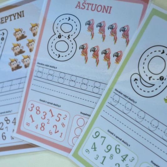Skaičių rašymo kortelės