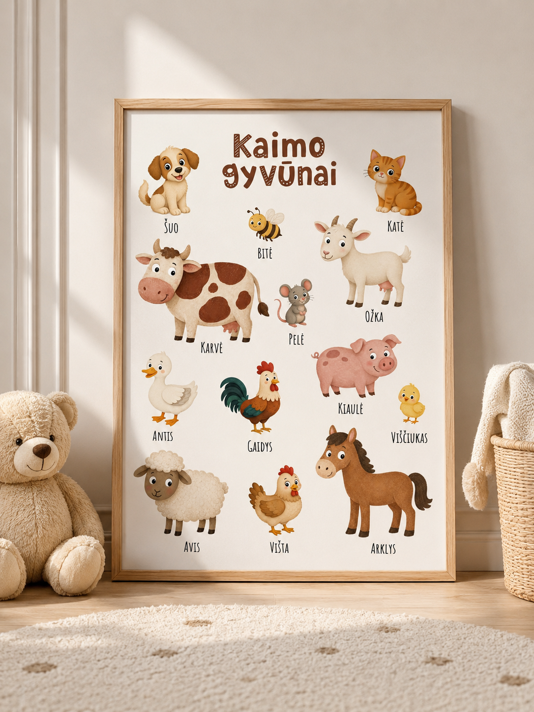 Plakatas "Kaimo gyvūnai"