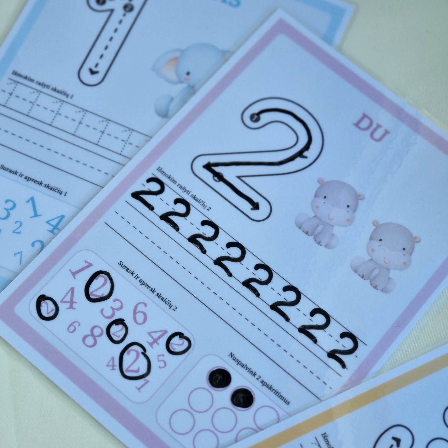 Skaičių rašymo kortelės