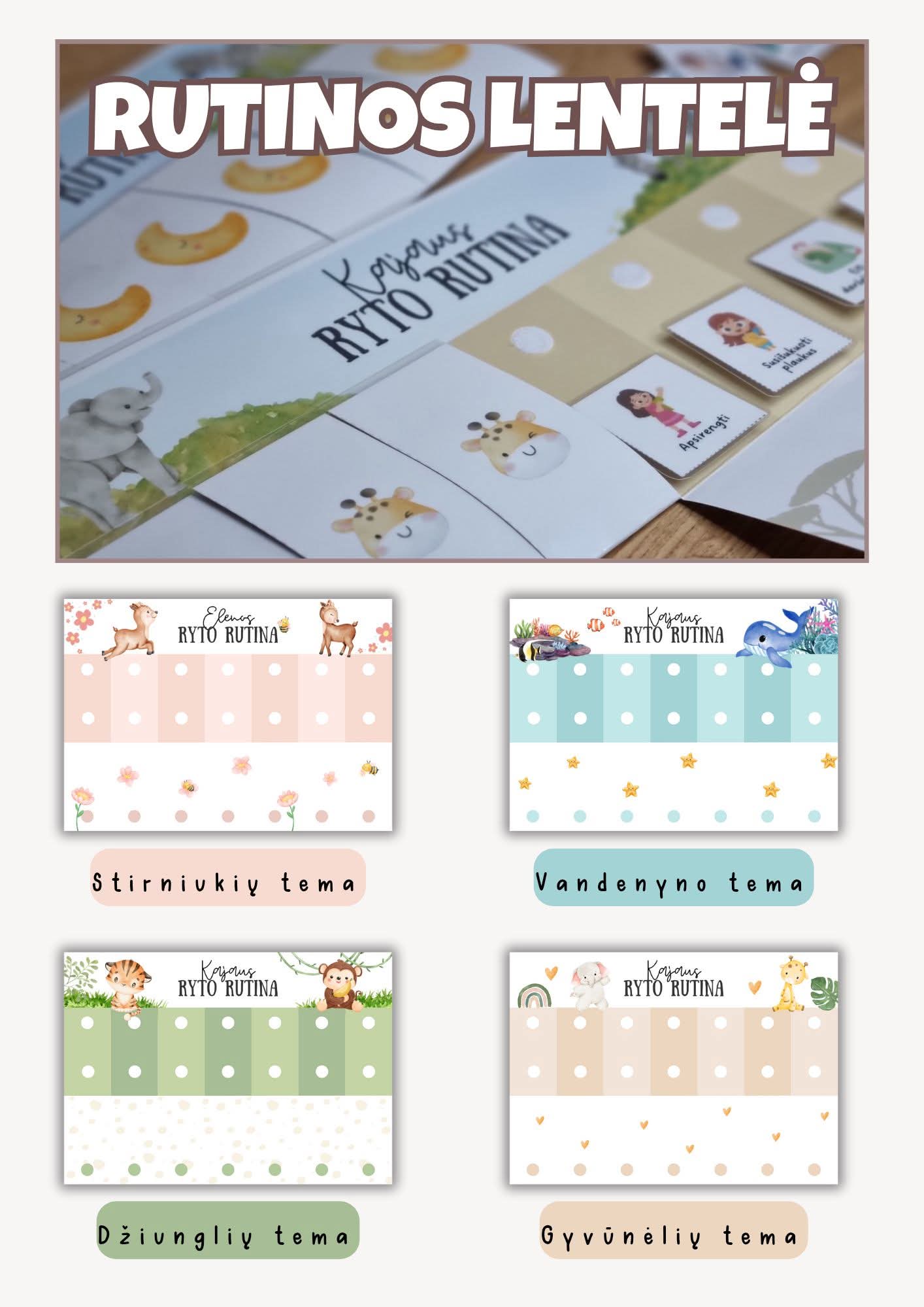 Ryto ir vakaro rutinos lentelės