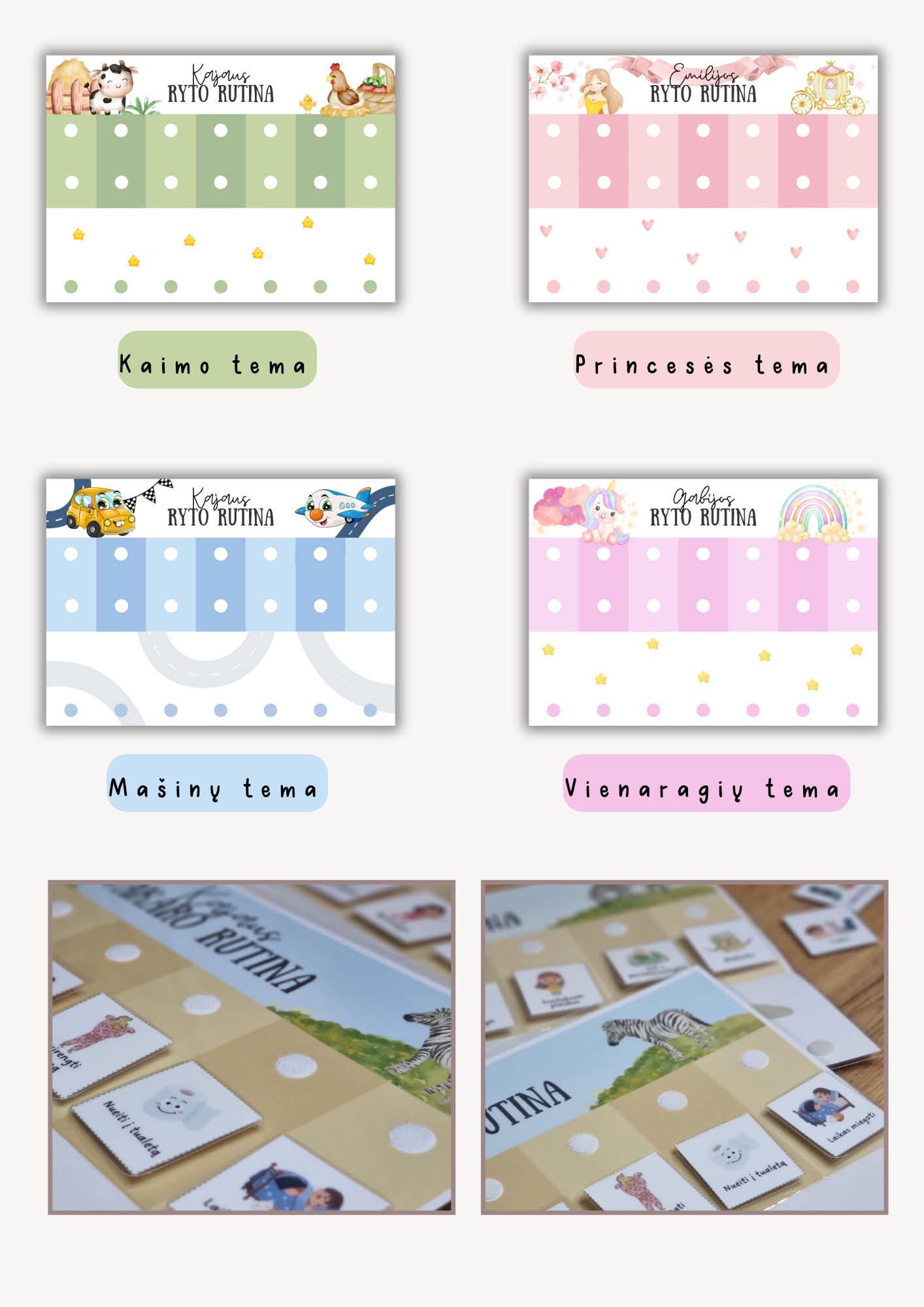 Ryto ir vakaro rutinos lentelės