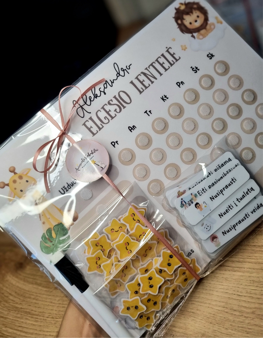 Gero elgesio lentelė su veiklos kortelėmis