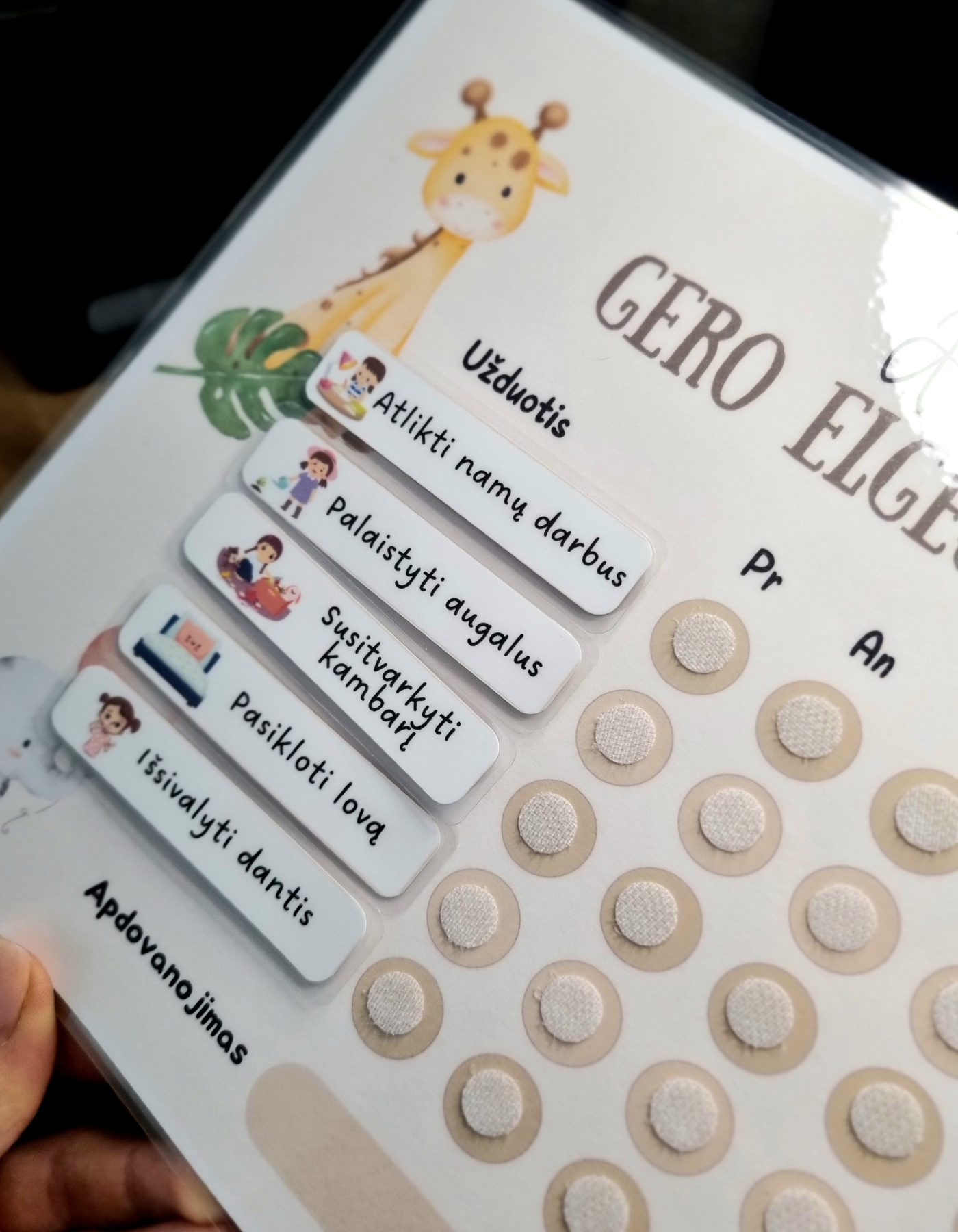 Gero elgesio lentelė su veiklos kortelėmis