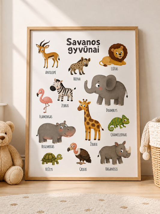 Plakatas "Savanos gyvūnai"