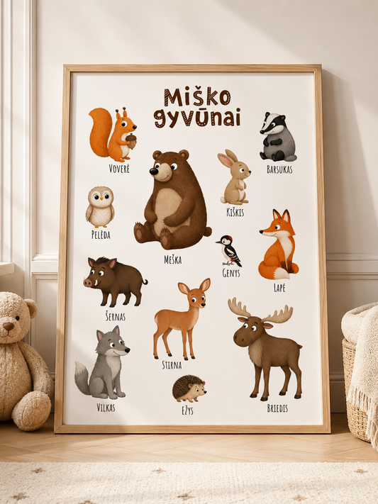 Plakatas "Miško gyvūnai"